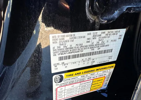 2023 Ford Expedition Max Xlt из США, поврежденный, VIN 1FMJK1J89PEA06722